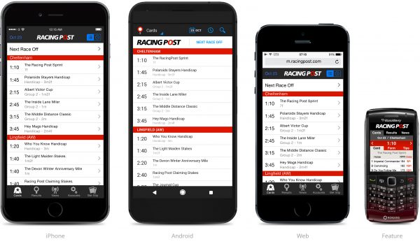 How the Racing post app looks on different devices