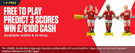 1-2-Free: Win £100 in CASH if you correctly predict three scores with  Ladbrokes' free to play football game - enter now!