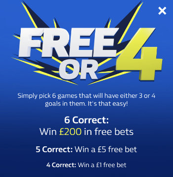 William Hill FREE OR 4 information