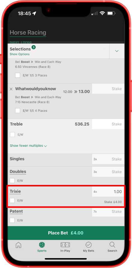 placing a Trixie bet