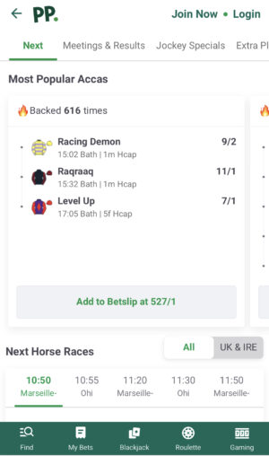 Paddy Power app horse racing home