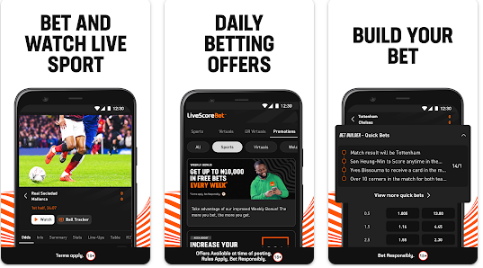 Livescore bet app screen shots